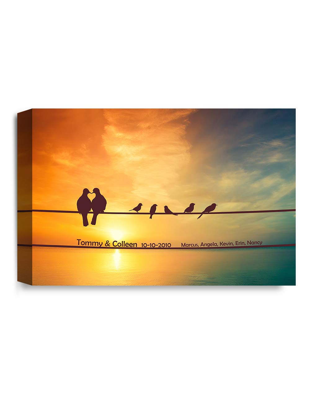 Ipic - We Are Family Personalized Artwork With Names, Customized Gift For Anniversary, Giclee Canvas Wall Art. 24X16