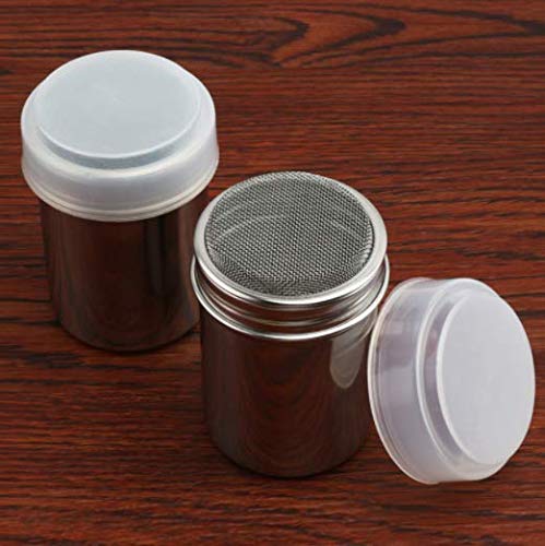 Dnhcll Stainless Steel Fine Mesh Shaker Cinnamon Icing Sugar Powder Cocoa Flour Chocolate Coffee Sifter,Powder Sugar Shaker With