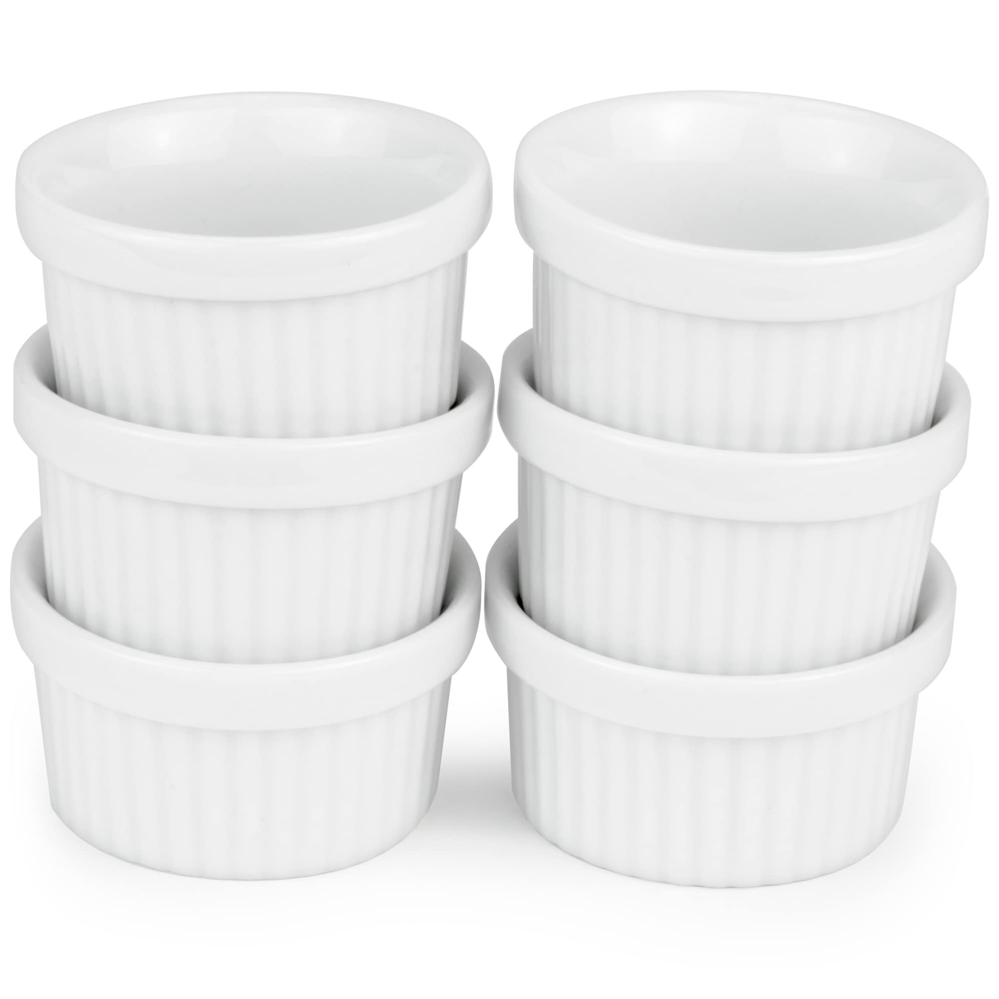 Kchen Mini Ramekins 1 oz. 30 ml|Microwave & Oven Safe, Porcelain Souffle Dish, Dipping Sauce, & Small Dessert Cups| 6 Count
