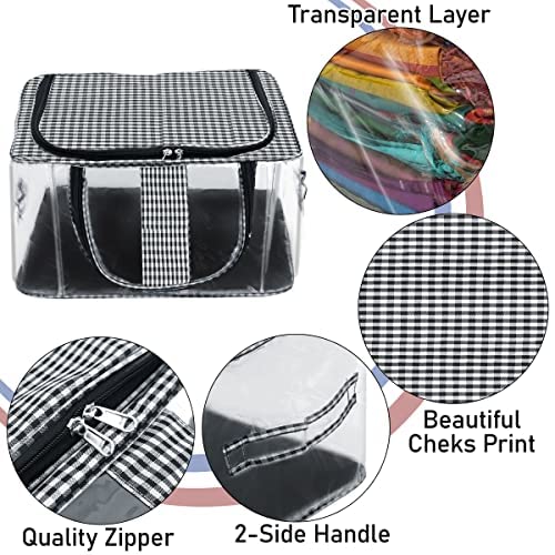 Storite 4 Pack Nylon 33 L PVC Transparent Moisture Proof Storage box for Clothes Closet Wardrobe Bag for Clothes Saree Bags with