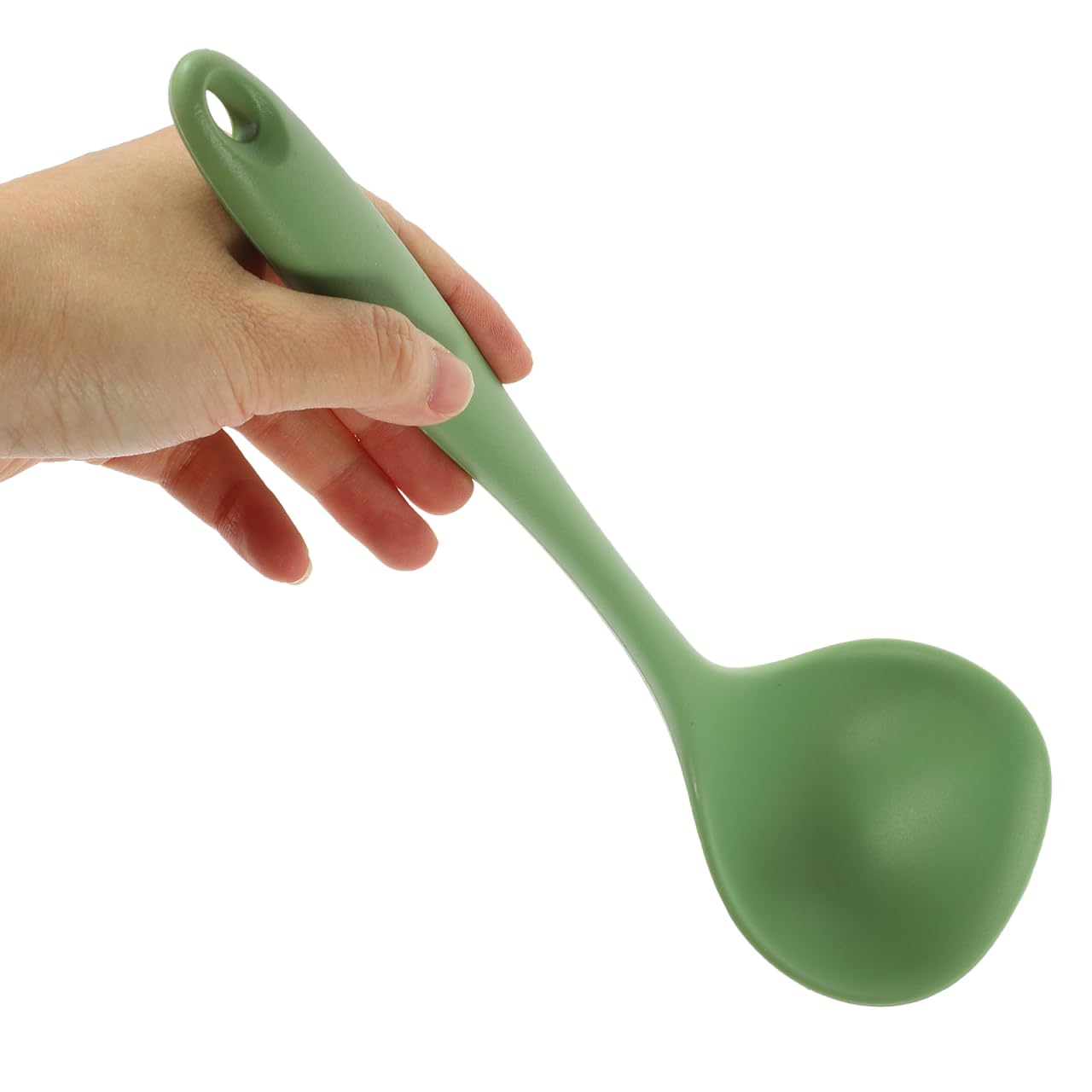 HEALLILY Silicone Soup Spoon  Large Serving Ladle for Home Kitchen, Avocado Green, HeatResistant, 7.87x2.75x1.18in