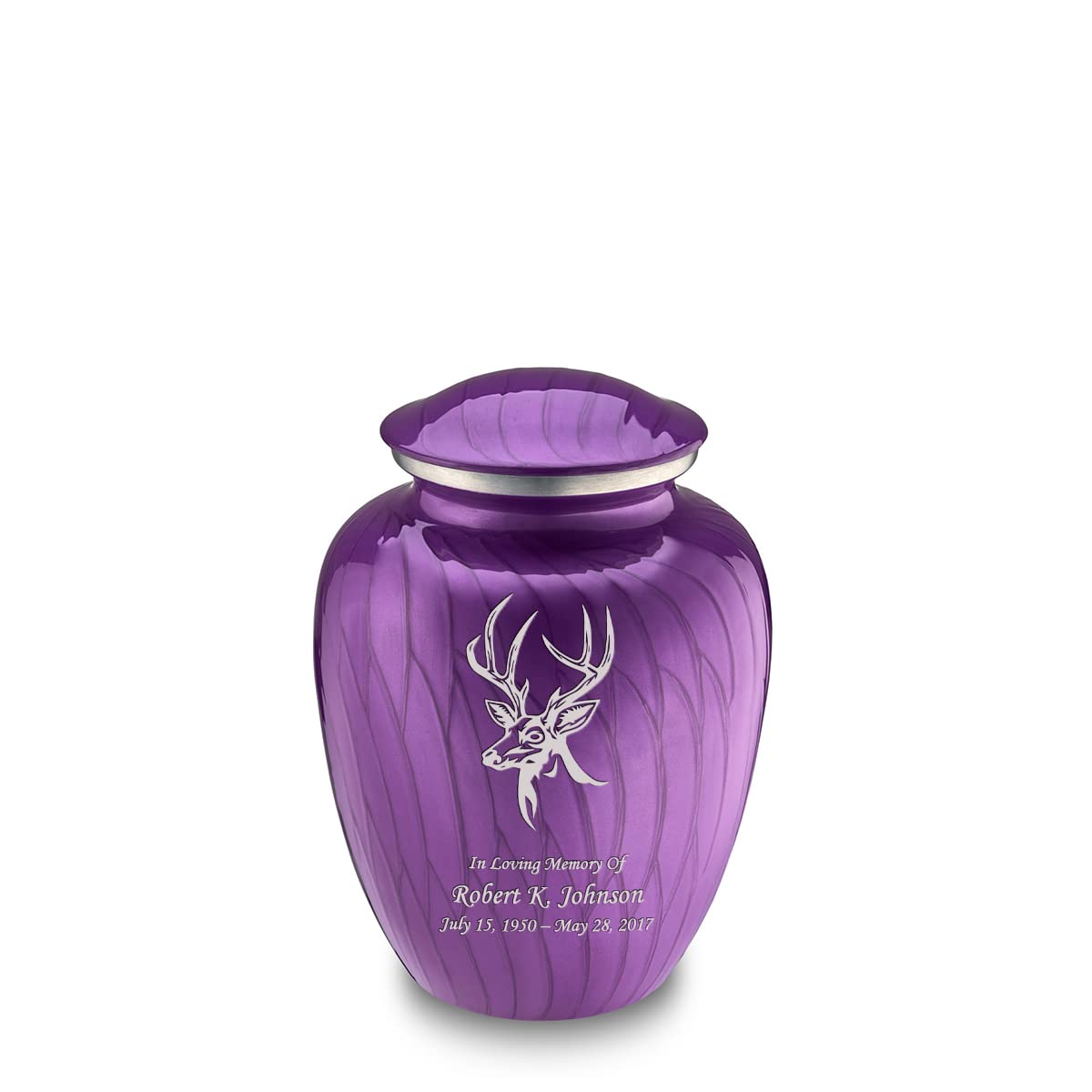 Geturns - Small Personalized Deer Cremation Urns for Human Ashes I Pearl Purple Funeral Urn for Men and Women I 44 lbs