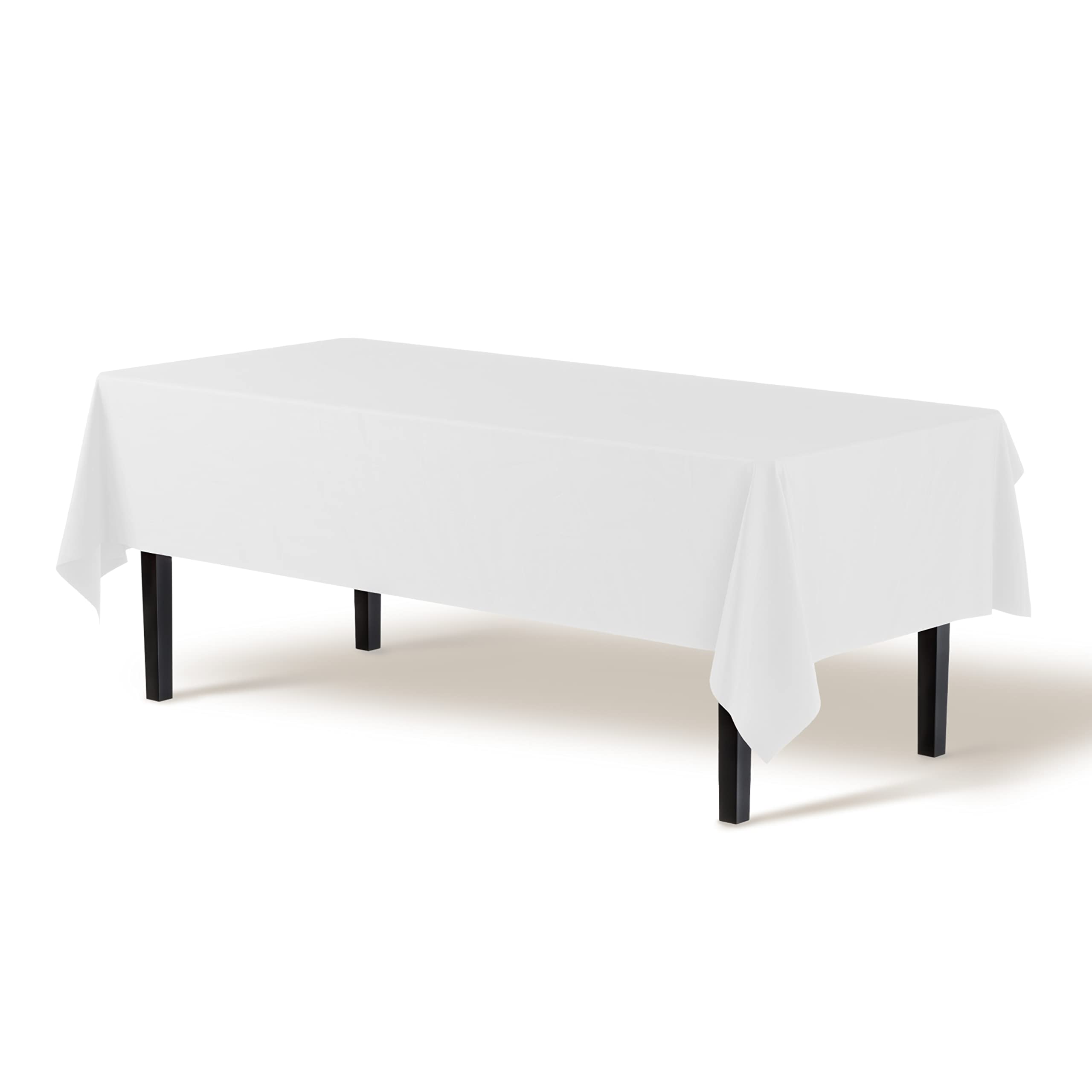 Exquisite White Tablecloths For Rectangle Tables In Bulk 48 Pack White Plastic Disposable Table Cloth 54'' Inch X 108'' Inch Whi