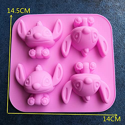 4 Cavity Star Baby Lilo And Stitch Silicone Mold For Diy Fondant Candy Making Chocolate Molds Lollipop Desserts Ice Cube Gum Cla
