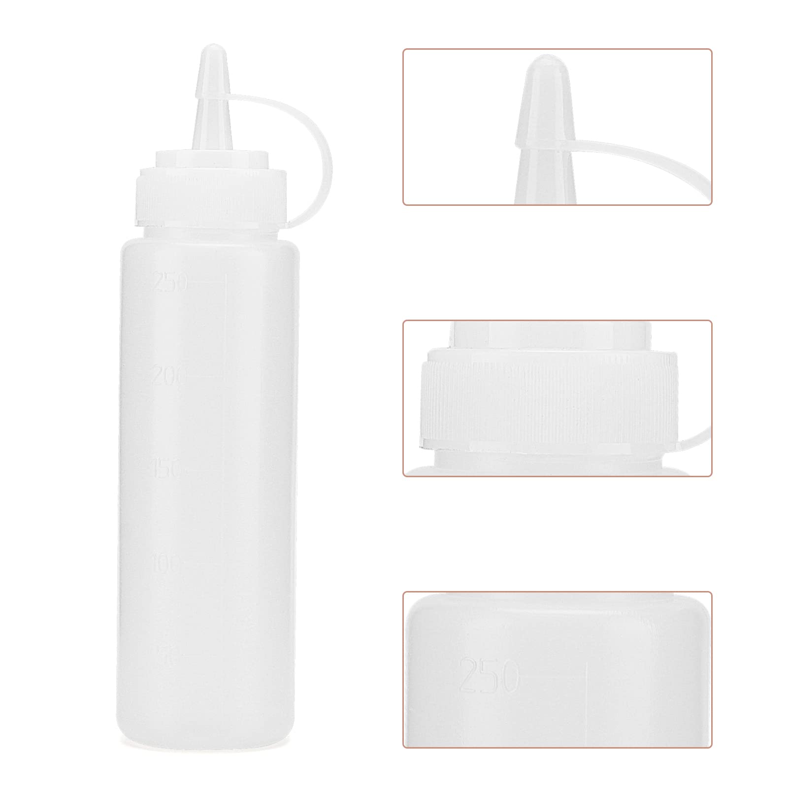 Heihak 20 Pack 8 Oz Ketchup Squeeze Bottles, 250Ml Plastic Condiment Bottles, Barbecue Squirt Bottles With Caps And Marking Labe