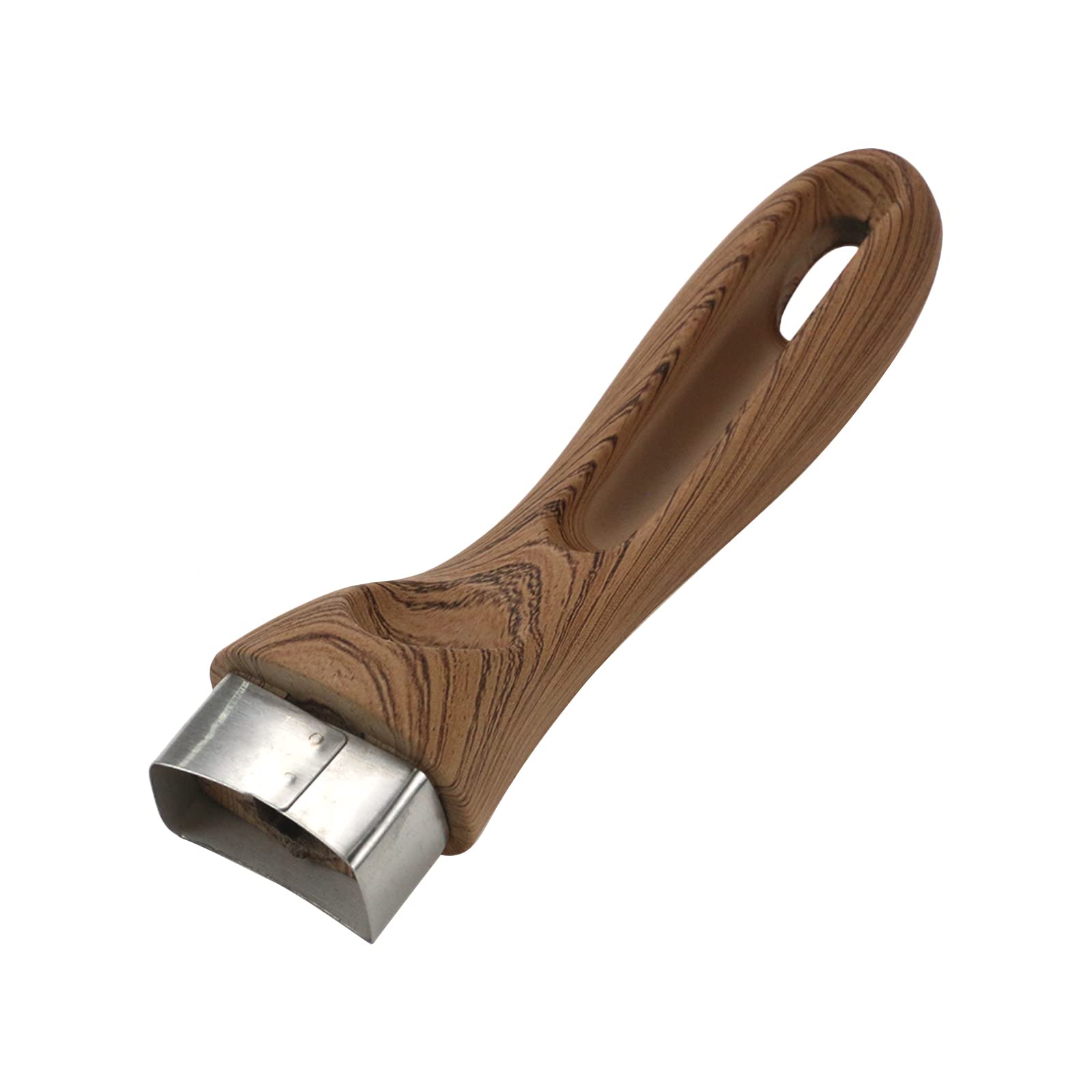 Hevstil Wooden Pot Handle Stainless Steel Milk Pan Handle Scald-Proof Long Handle Grip Replacement With Screw For Different Pan,
