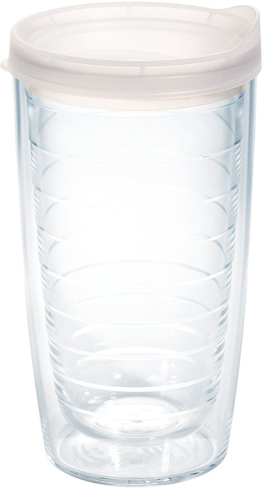 Tervis Clear & Colorful Lidded Made in USA Double Walled Insulated Tumbler Travel Cup Keeps Drinks Cold & Hot, 16oz, Clear Lid