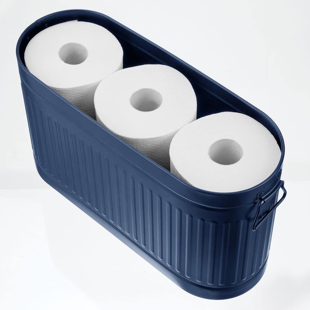 Mdesign Large Steel Free Standing Toilet Paper Organizer, 6-Roll Tissue Storage Holder Container Bin For Bathroom Floor, Fits Un