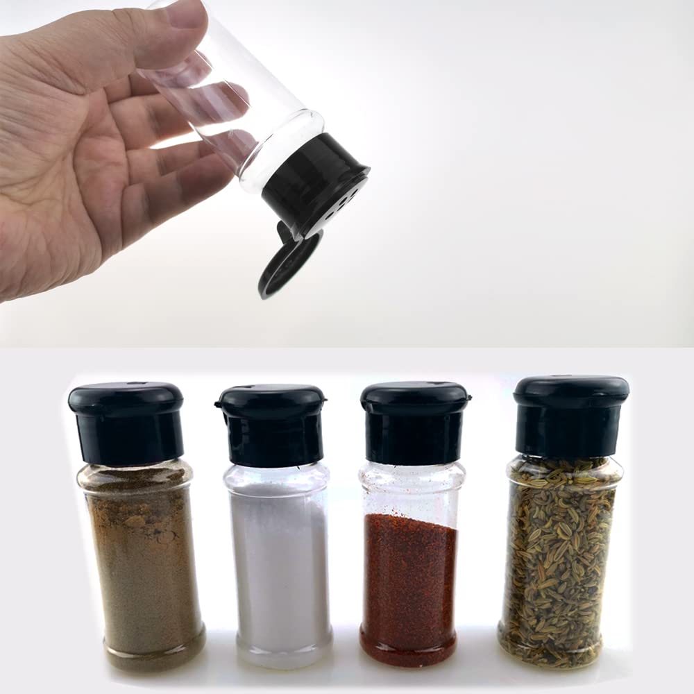Saktopdeco 3 Oz Plastic Spice Jars Bottles With Black Sifter Caps Seasoning Jars Set Shaker Lids For Condiment Storing Spice