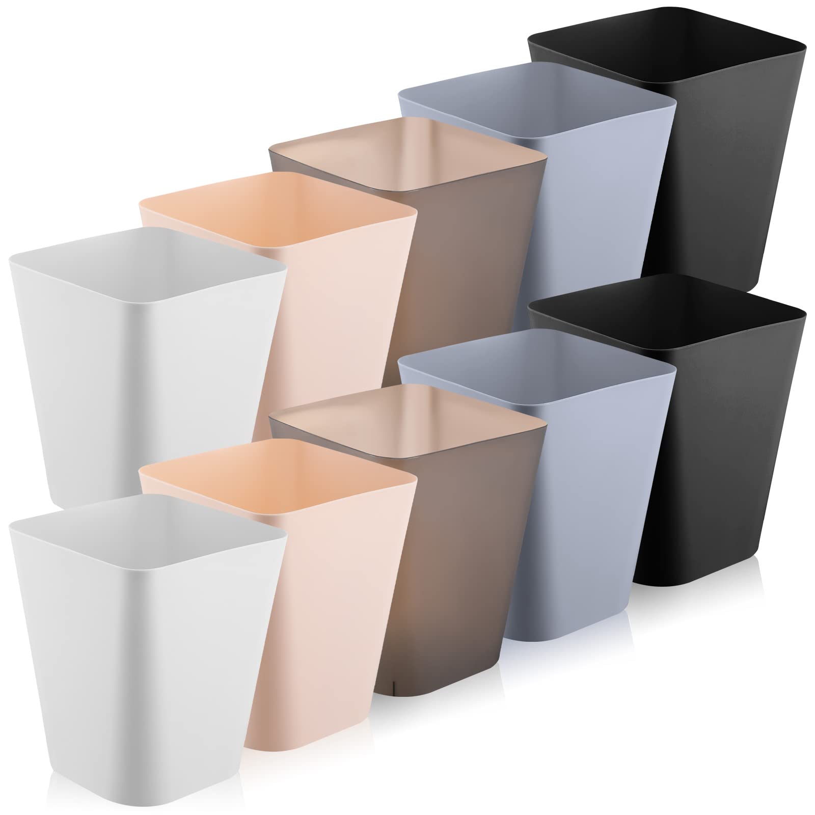 Amyhill 10 Pcs Square Plastic Trash Can Wastebasket Small Garbage Can Waste Basket for Bathroom Office Kitchen Living Room Bedro