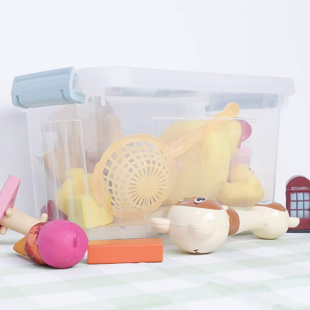 Pekky Plastic Storage Bin With Handle, Clear Latching Tote, 6 Quart, 6 Packs