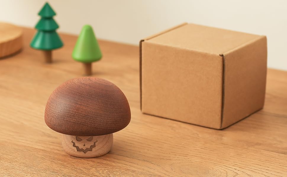 Cute Wood Mechanism This is Halloween Tune Music Box Mini Mushroom Pumpkin Scary Halloween Decorations Gift for Kids Boys Man Wo