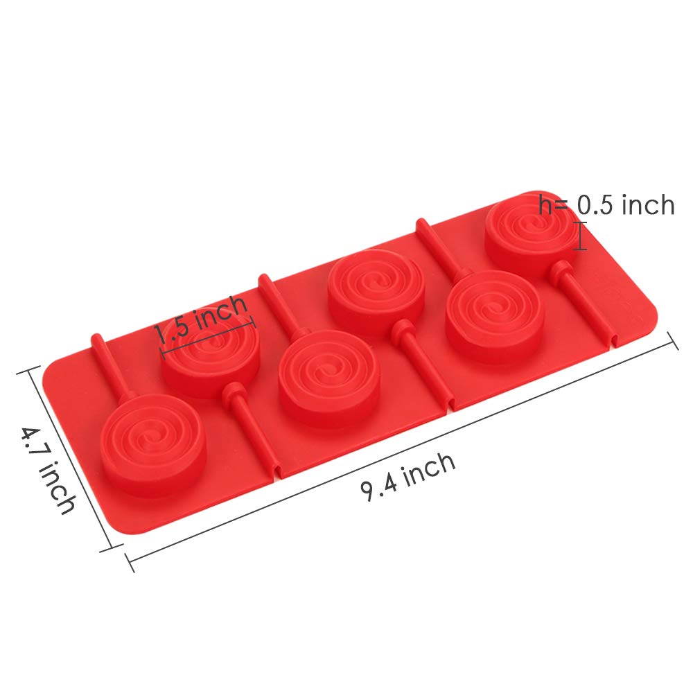 Webake Lollipop Mold With Sticks 3 Pack Sucker Molds Chocolate Hard Candy Molds Silicone 6 Cavity Swirl Lollypop