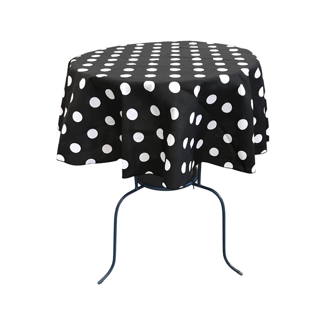 Ks Linens Black And White Polka Dot Round Tablecloth 58''