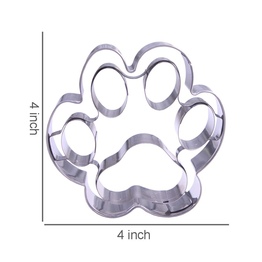 Keewah Large Dog Paw Cookie Cutter, 4   , Stainless Steel