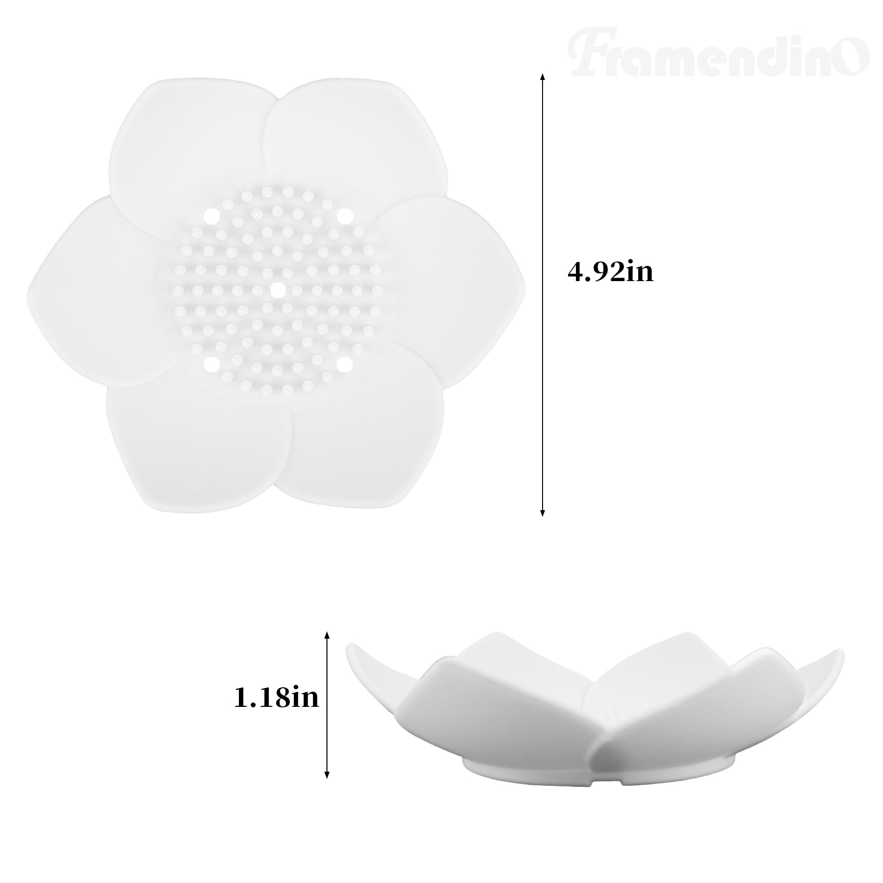 Framendino, 4 Pack White Floral Silicone Soap Dishes Lotus Shaped Design Self-Draining Sponge Bar Soap Holder For Shower Bathroo