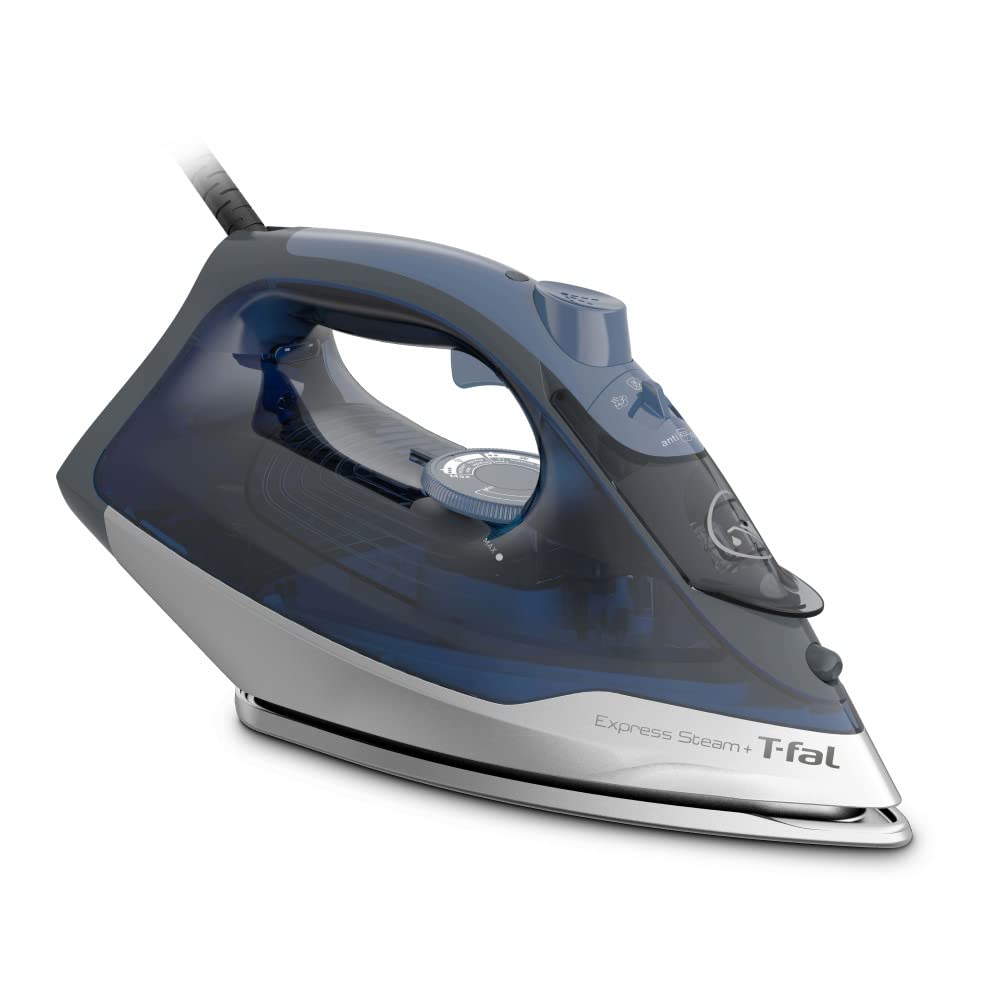 T-Fal, Iron, Express Steam Iron For Clothes, Durilium Soleplate, Precision Tip, 30 Second Auto Shut Off, 1600 Watts, Anti-Drip,