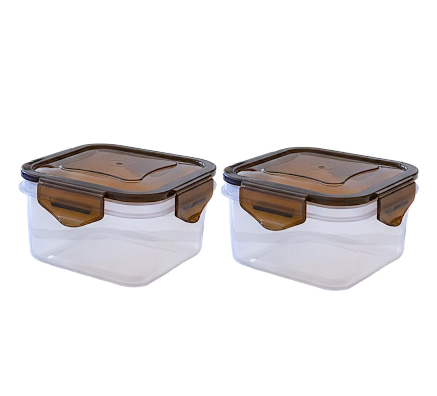 Grihasthi Store Food Storage Container Set, Clear With Brown Lids, 400Ml, Bpa Free Plastic, Airtight, Microwave Safe, Cylindrica