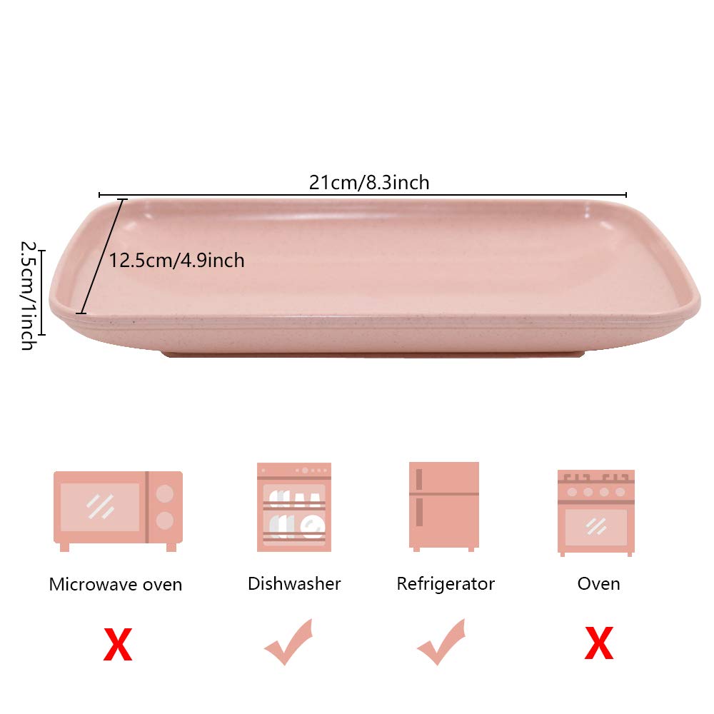 Roucerlin 4 Pack Unbreakable Wheat Straw Plates, Dishwasher Safe Durable Lightweight Cake Plate, Small Reusable Snack Plate For