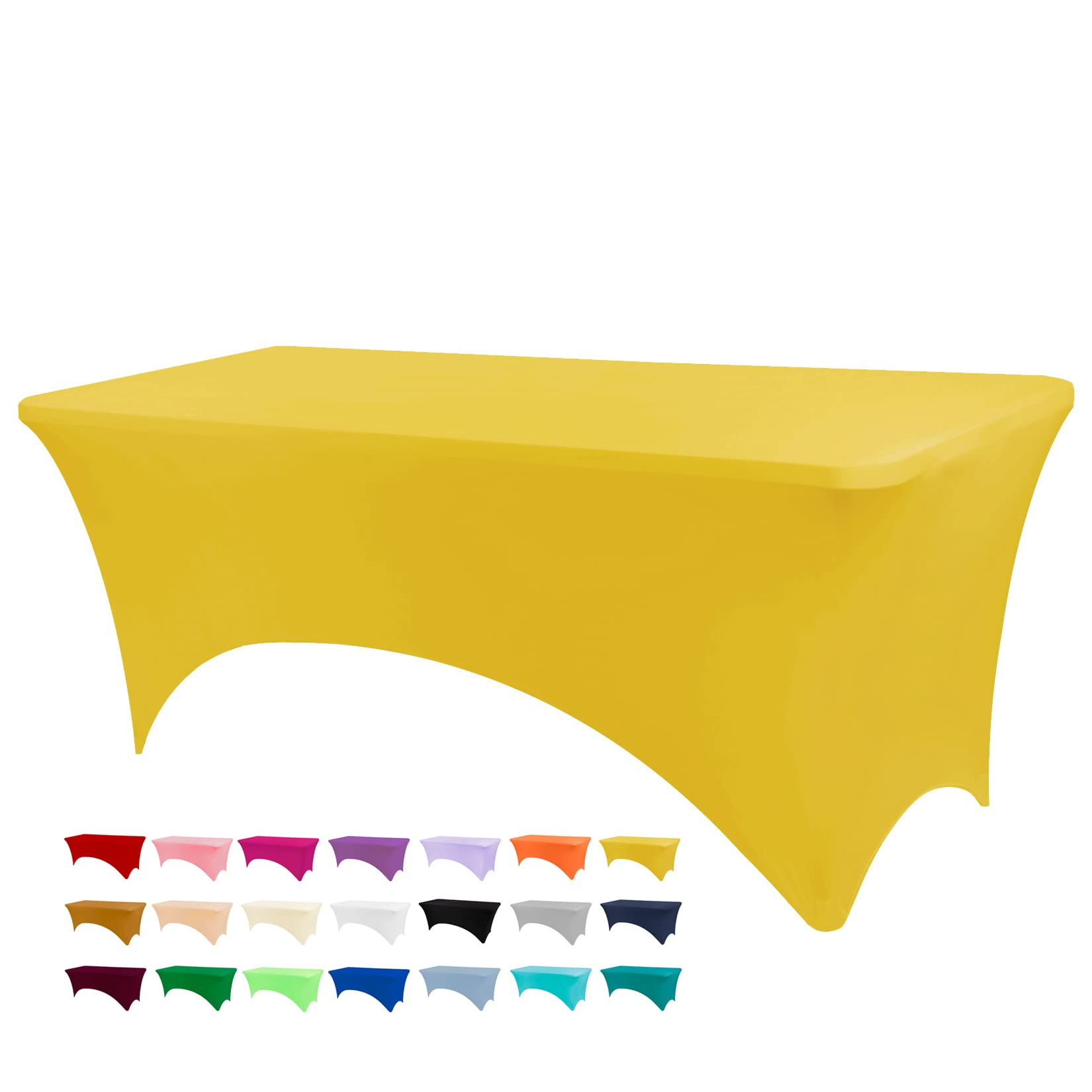 Bddc Table Covers For 6 Foot Tables, Spandex Table Covers 6Ft, Yellow Table Cloths Rectangle 6Ft For Events, Wedding, Banquets &
