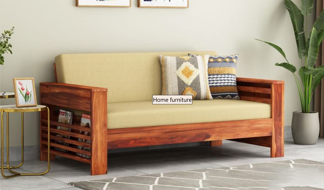 Home Furniture Wooden Sofa Set For Living Room And Office 2 Two Seater Sofa (Feltro. Natural Teak Finish)