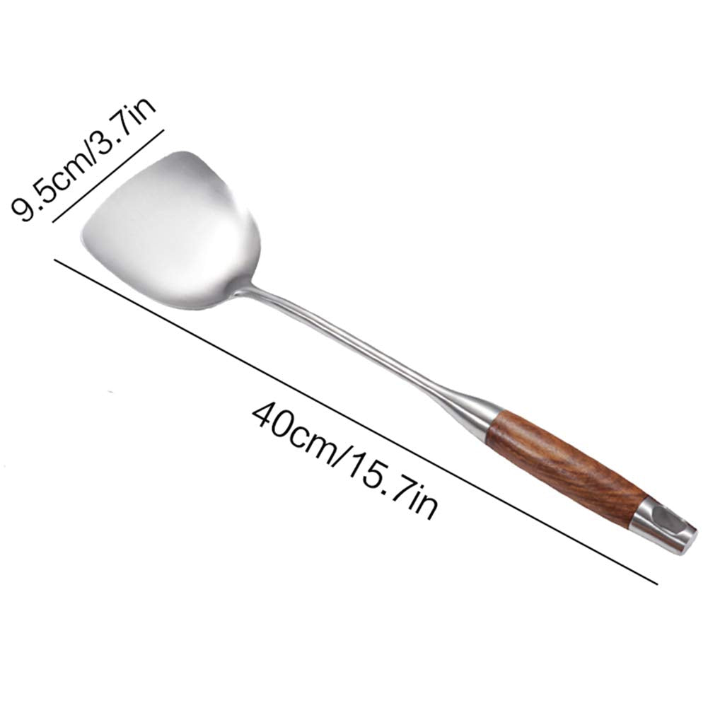 Aoosy Wok Spatula, 18/10 Stainless Steel Professional Wok Spatula Turner With Heat Resistant Wooden Handle, Kitchen Utensil Cook