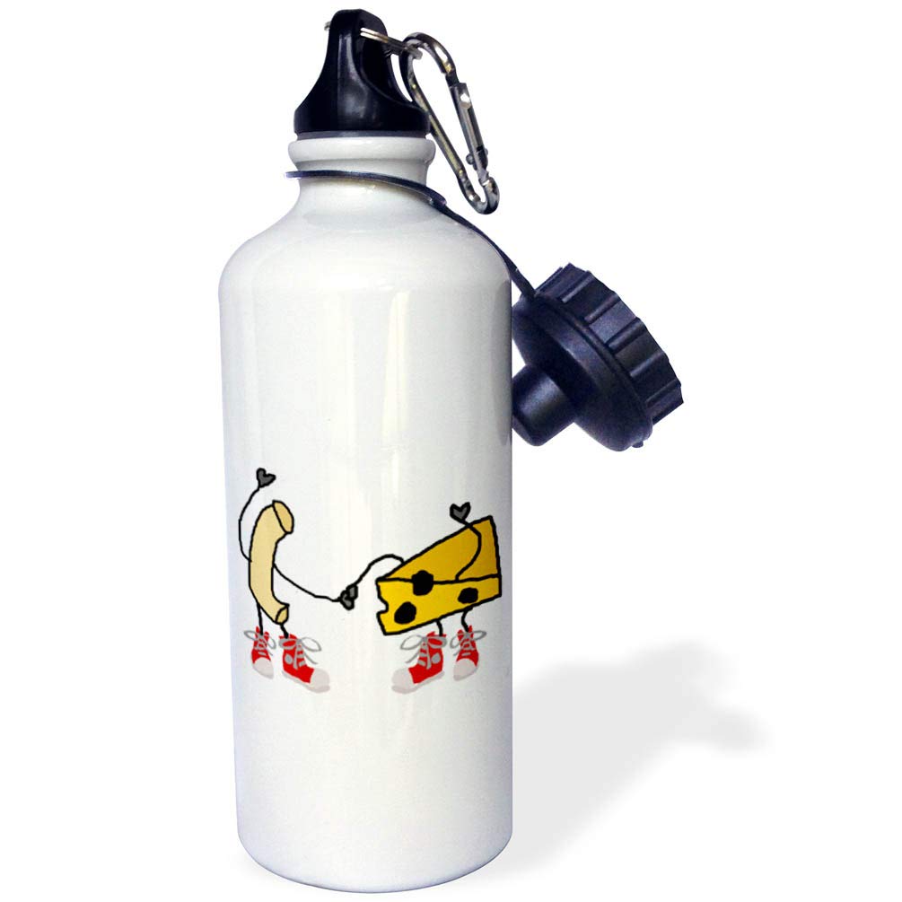 3dRose Water Bottle - Funny Cute Macaroni and Cheese Cartoon Characters - 21oz (wb_263735_1)
