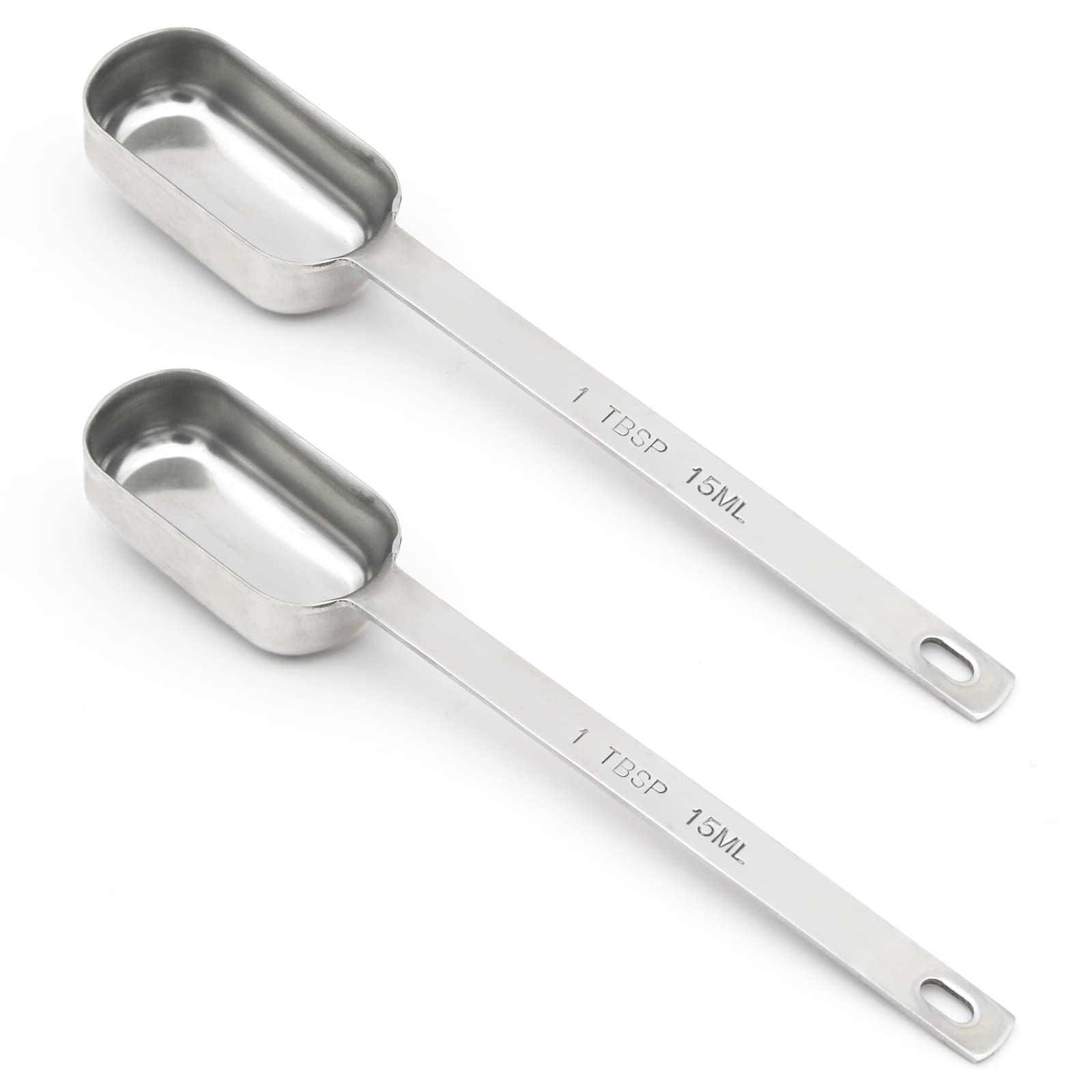 BERYLER 2PCS 1tbsp (3tsp, 15ml, 1/2oz) Single Measuring Spoon, Stainless Steel Long Handle Individual Teaspoons Only
