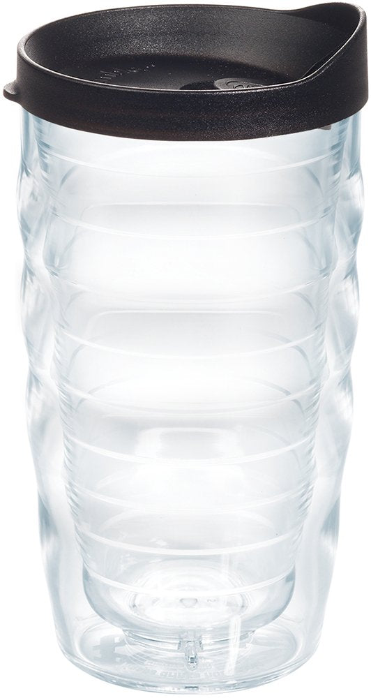 Tervis Clear & Colorful Lidded Made in USA Double Walled Insulated Tumbler Travel Cup Keeps Drinks Cold & Hot, 10oz Wavy, Black 