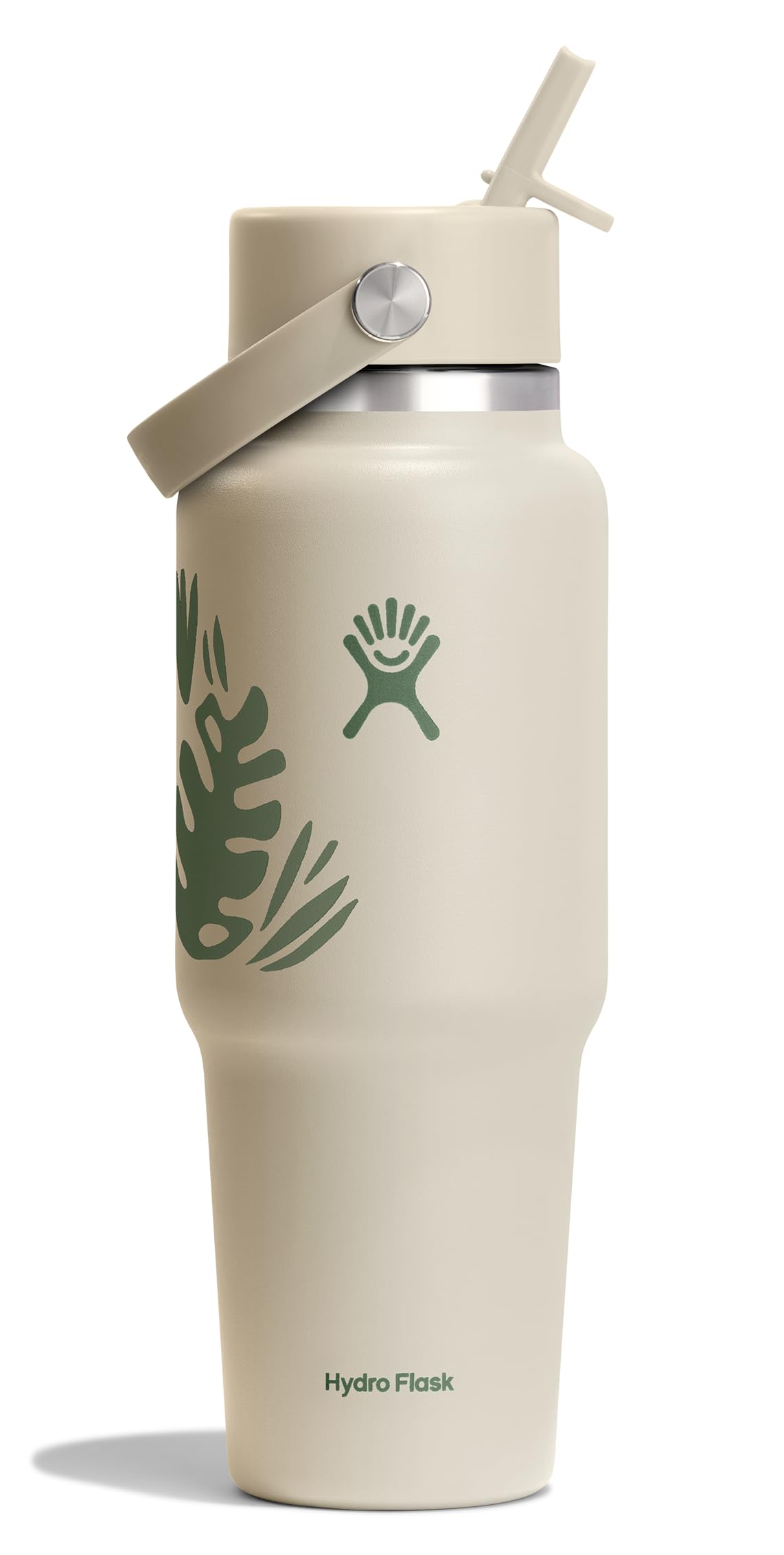Hydro Flask Travel Water Bottle - Insulated Stainless Steel - Wide Straw Lid, Non Spill, Leakproof in 32 Oz Botanical Bliss Coco