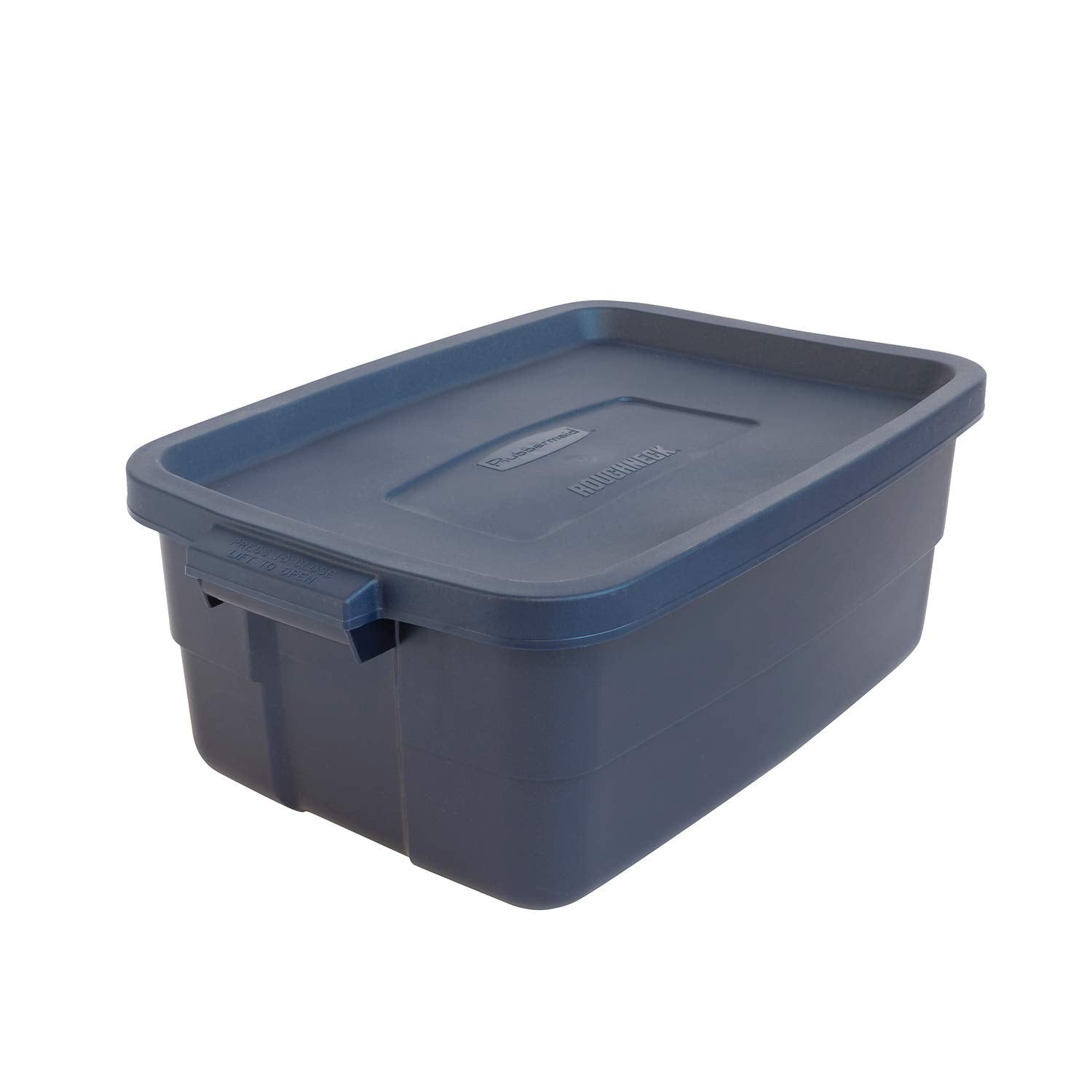 Rubbermaid Roughneck Tote 10 Gal, 8 Pack, Made In Usa, Dark Indigo Metallic, Rugged Plastic Stackable Storage Bins With Lids And