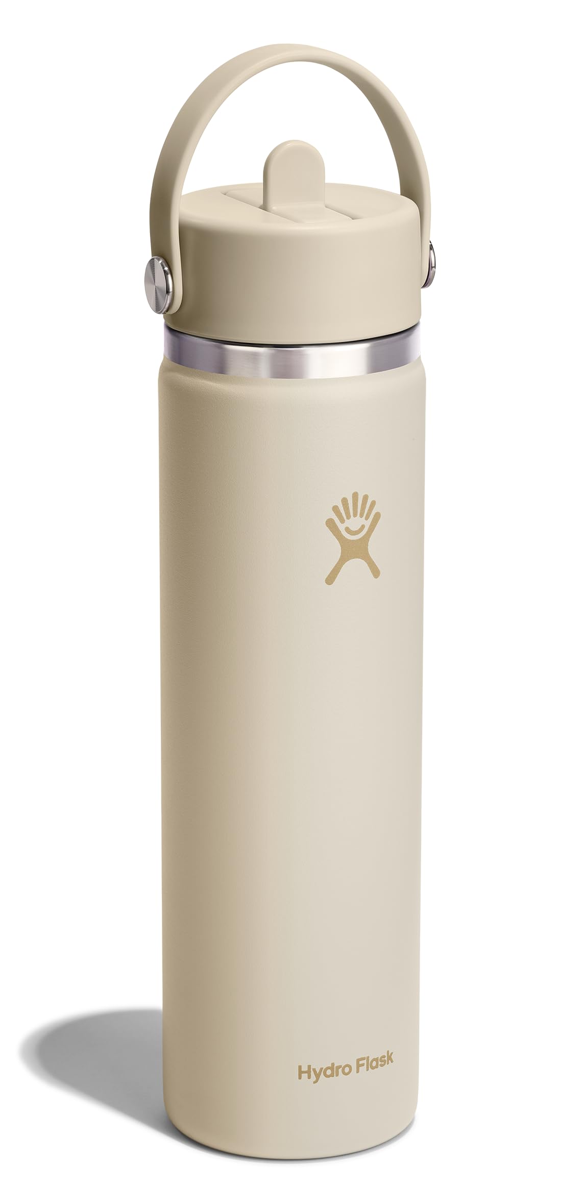 Hydro Flask Water Bottle - Insulated Stainless Steel - Wide Mouth Flex Straw Lid, Non Spill, Leakproof and Refillable in 24 Oz C