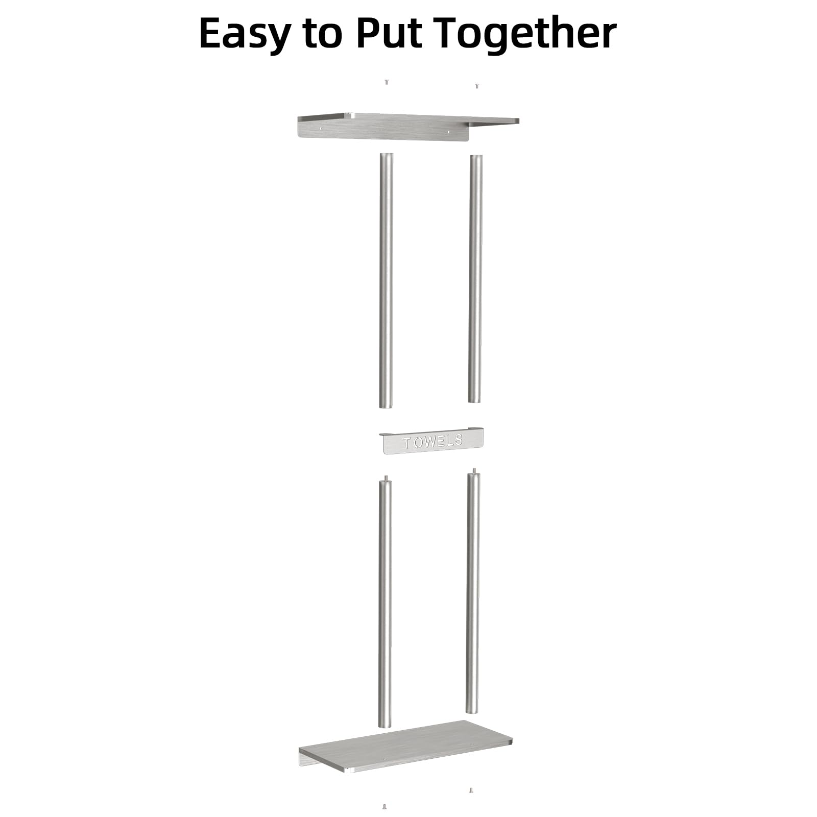 Stwwo Bathroom Towel Storage For Bathroom, Wall Towel Rack For Rolled Towels, 30 Inch Towel Holder Wall Mounted With Metal Shelf