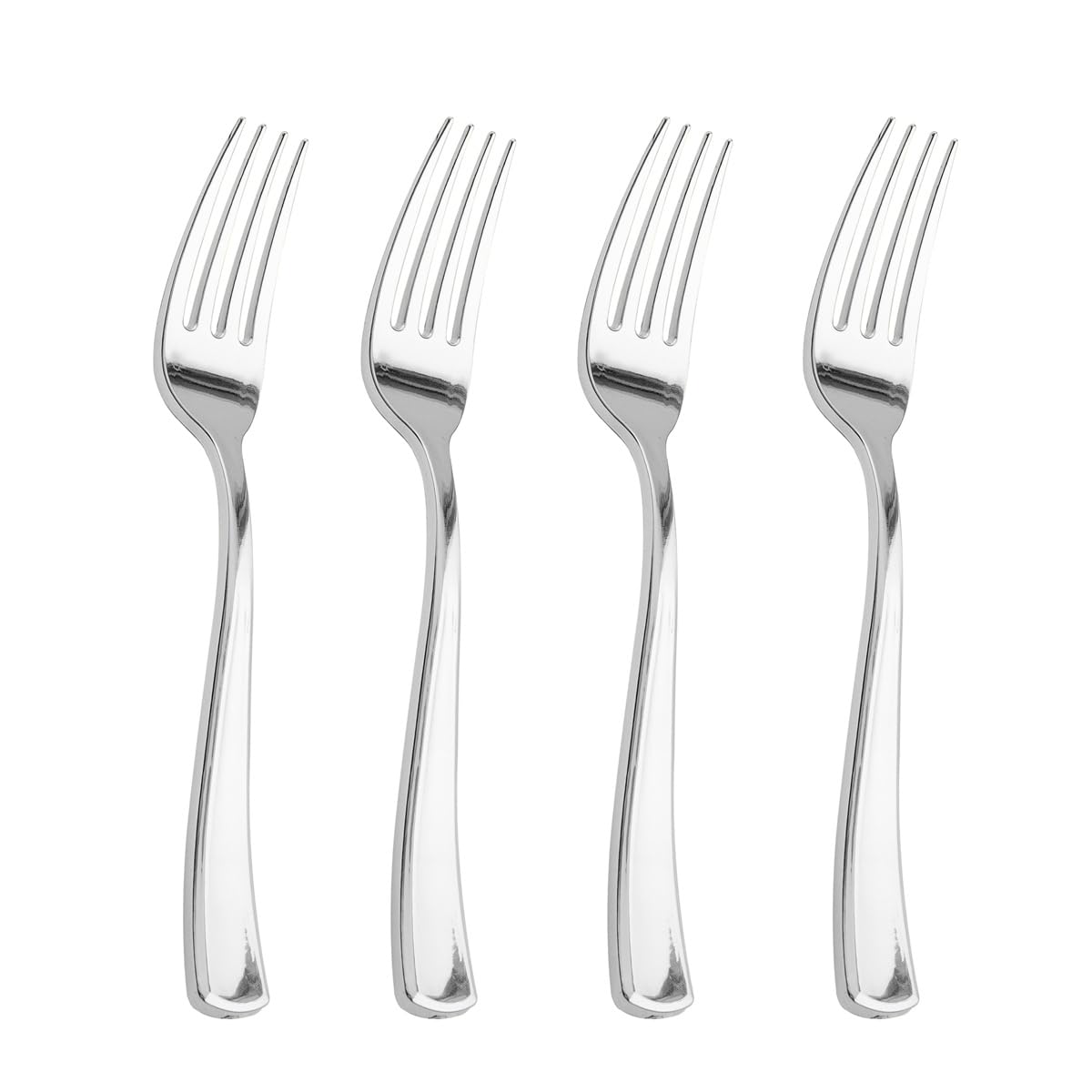 Liacere 200 Pack Silver Plastic Forks - 7.4 Inch Heavy Duty Plastic Forks - Heavyweight Silver Disposable Forks - Silver Plastic