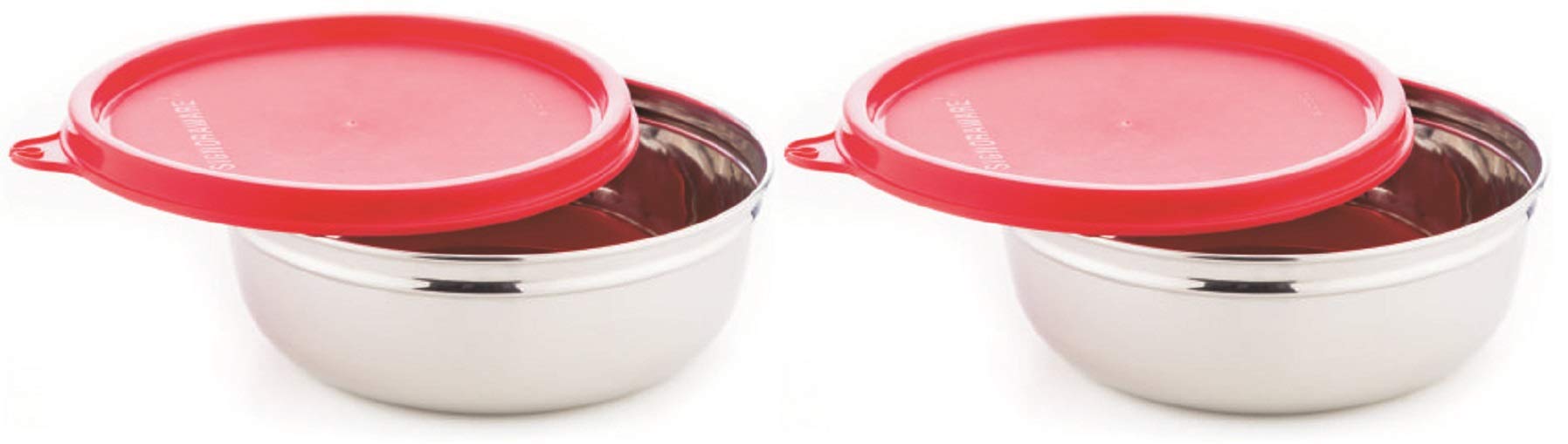 Signoraware Buddy Steel Container, Set Of 2, 380Ml+380Ml, Red