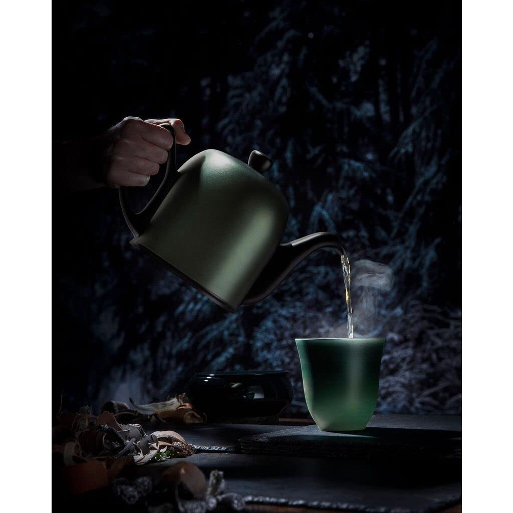 Degrenne | Luxury French Tea Pot | Salam Collection | 6 Cups | Black With Emerald Lid