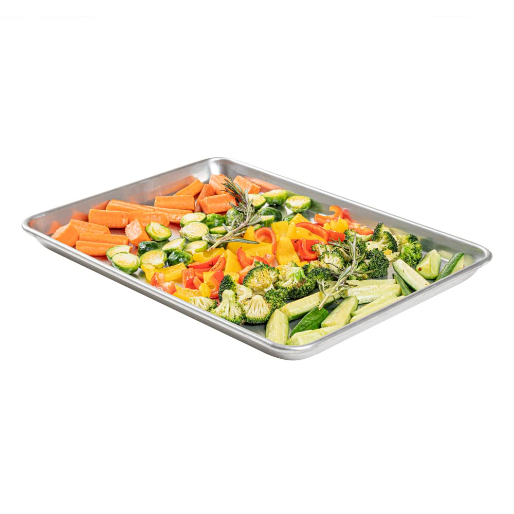 Restaurantware Met Lux 18 X 13 Inch Industrial Baking Pan 1 Heavy-Duty Bakery Sheet Pan - Rimmed Edges Endures Up To 392F Alumin