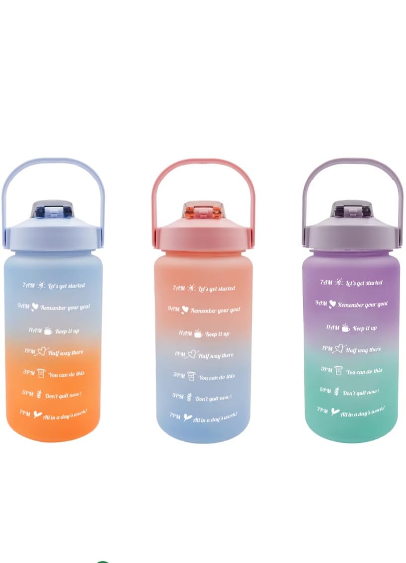 Greenbrier Ombre Water Bottles with Hydration Measurements and FlipTop Lids, 48oz.  1 Bottle  colors vary