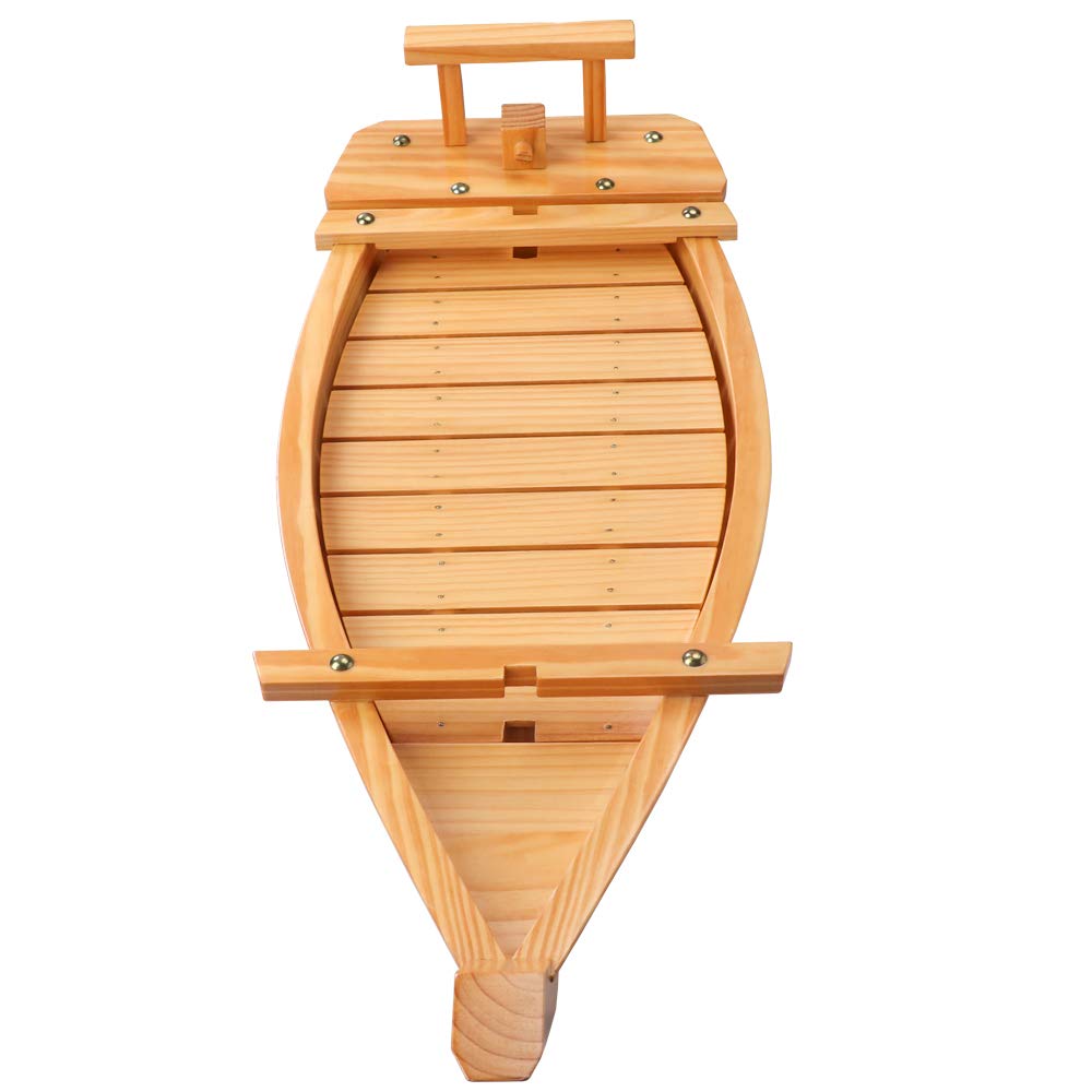 Kichgather 20'' Wooden Sushi Serving Tray Boat Plate For Restaurant Or Home