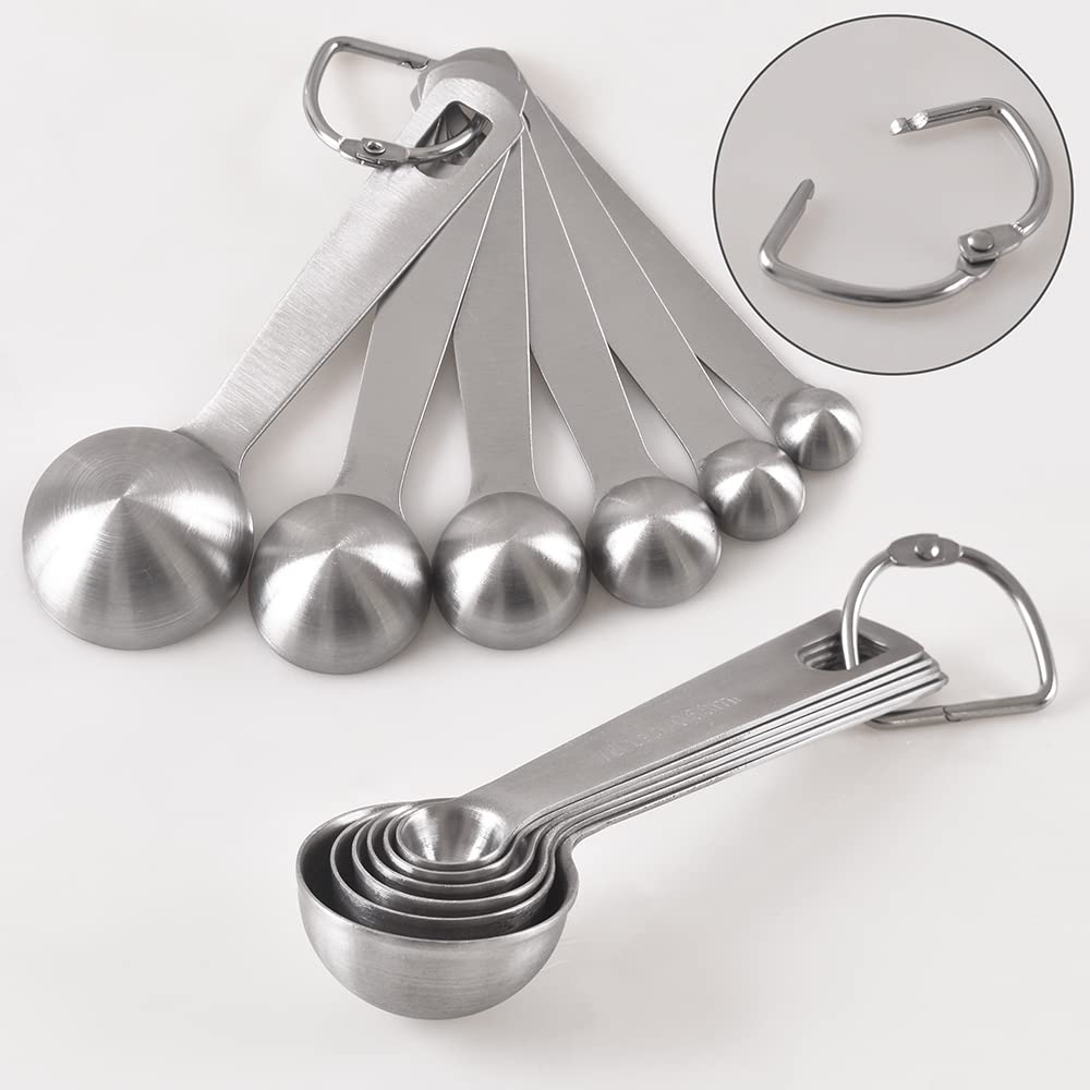 Newk 6 Pcs Measuring Spoons, Stainless Steel Metal Kitchen Measuring Tools Set For Dry And Liquid Ingredients-1/8 Tsp, 1/4 Tsp,