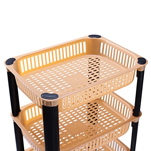 Entisia Multi Layer Storage Rack Stand - Multi Purpose Vegetable Storage Rack, Plastic Space Saving Basket Organizer for Office,
