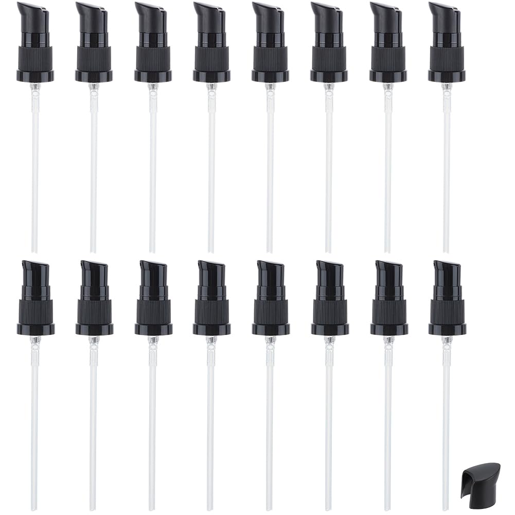 Benecreat 20 Pcs 18/415 Replacement Pump Top Head, Black Universal Replacement Pumps With Cover, Reusable Dispenser Pump Head Fo