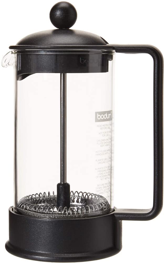 Bodum 12 Oz Brazil French Press Coffee Maker, High-Heat Borosilicate Glass, Black - Made In Portugal