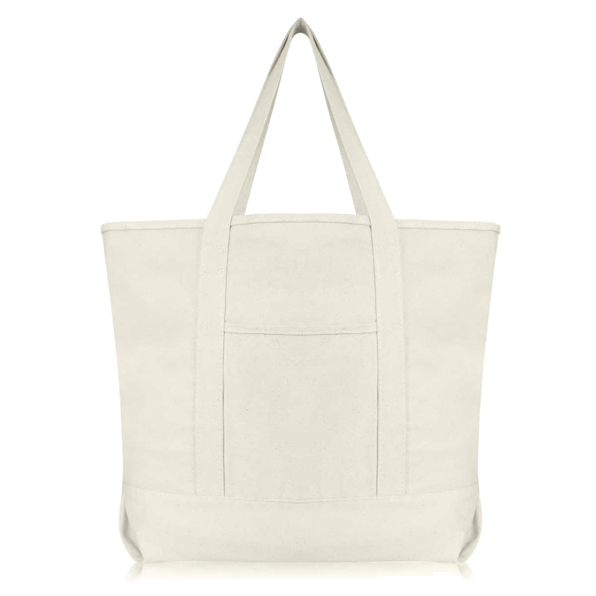 Dalix 22'' Large Cotton Canvas Zippered Shopping Tote Grocery Bag In Natural