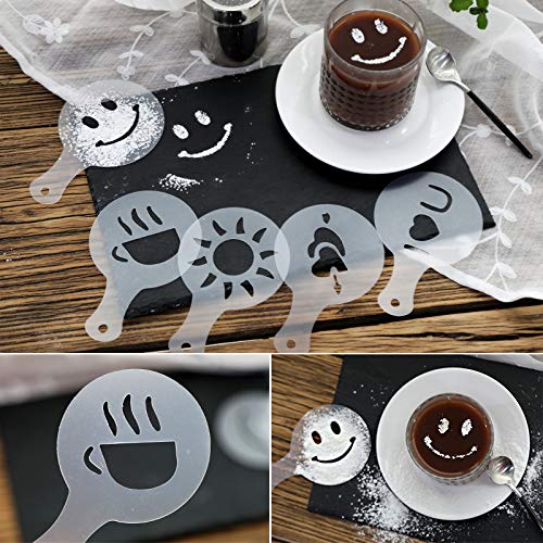 38 Coffee Decorating Stencils, Magnoloran Coffee Art Stencils Barista Template For All Kinds Of Mousse, Cup Cake, Birthday Cake,