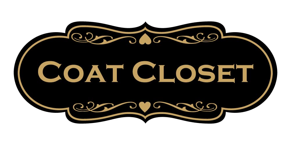 Designer Coat Closet Sign (Black Gold) - Large