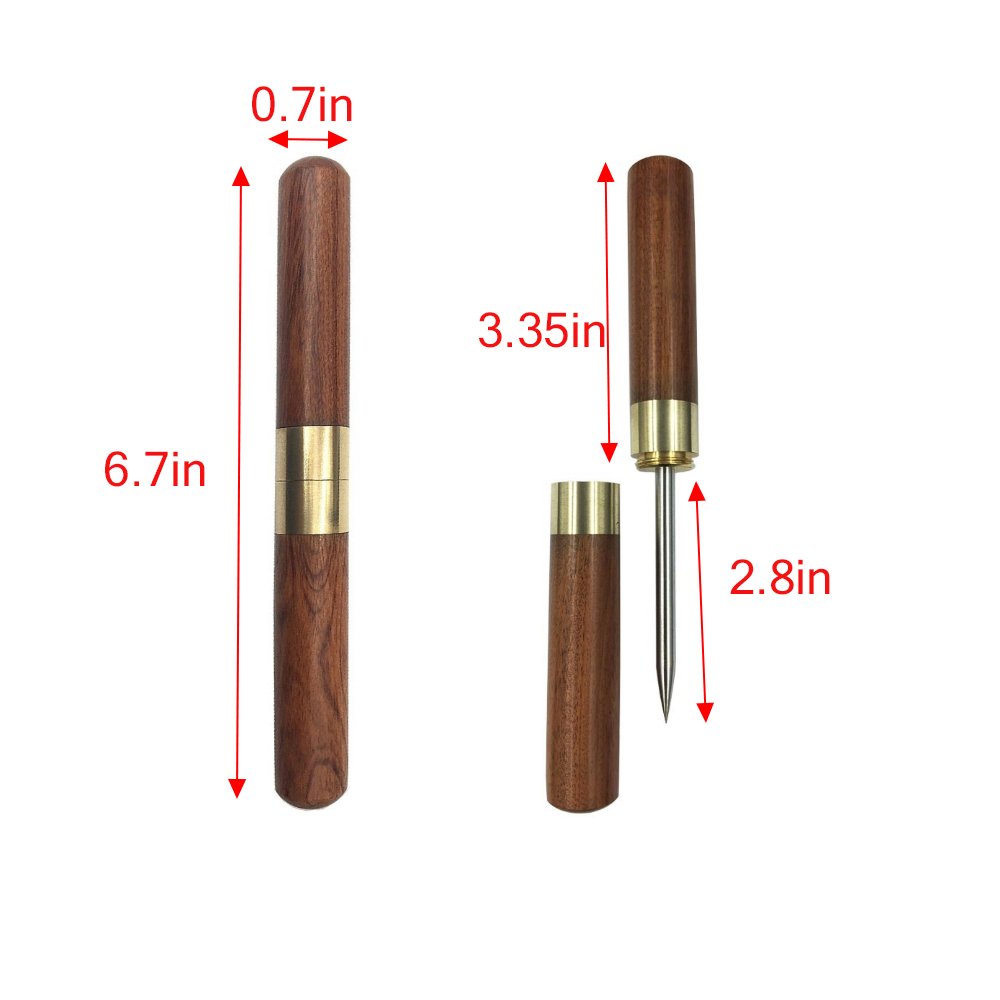 Comboss Ice Pick 6.7'' Ultra Sharp Stainless Steel With Safety Cover,Wood Handle (Red Sandal Wood)