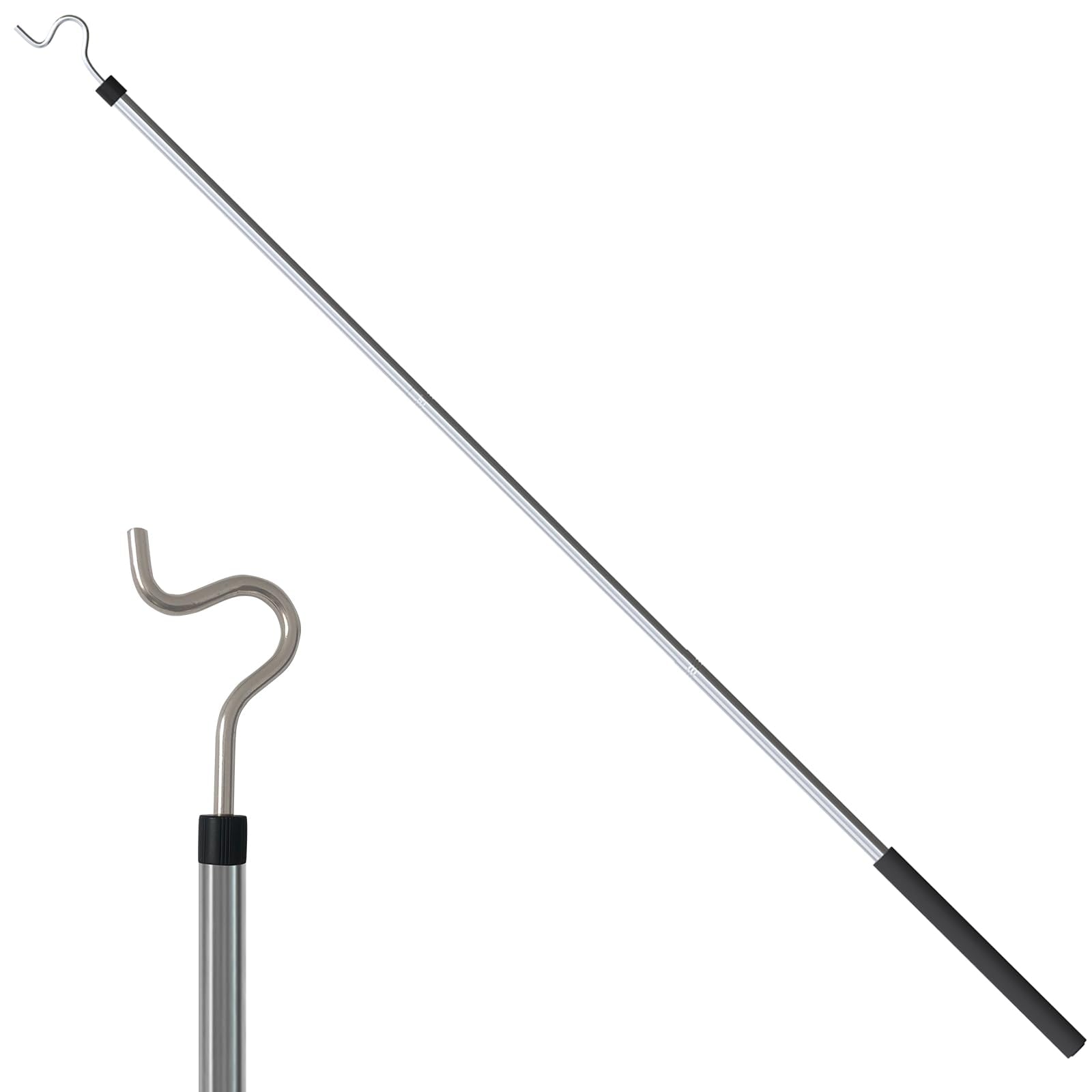 Greeily Clothes Hook Pole, Clothes Hanger Reaching Hook For Hanging Clothes Light And Plants Extendable From 35'' To 50'' Made O