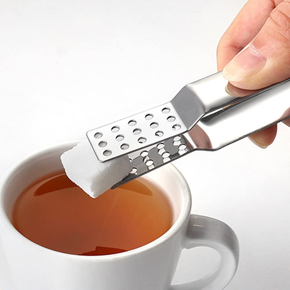 TOPDANCHUANG Stainless Steel Tea Bag Tongs - 3 PCS Tea Bag Squeezer Clip for Loose Tea, Ice Cubes, Silver, Model T12