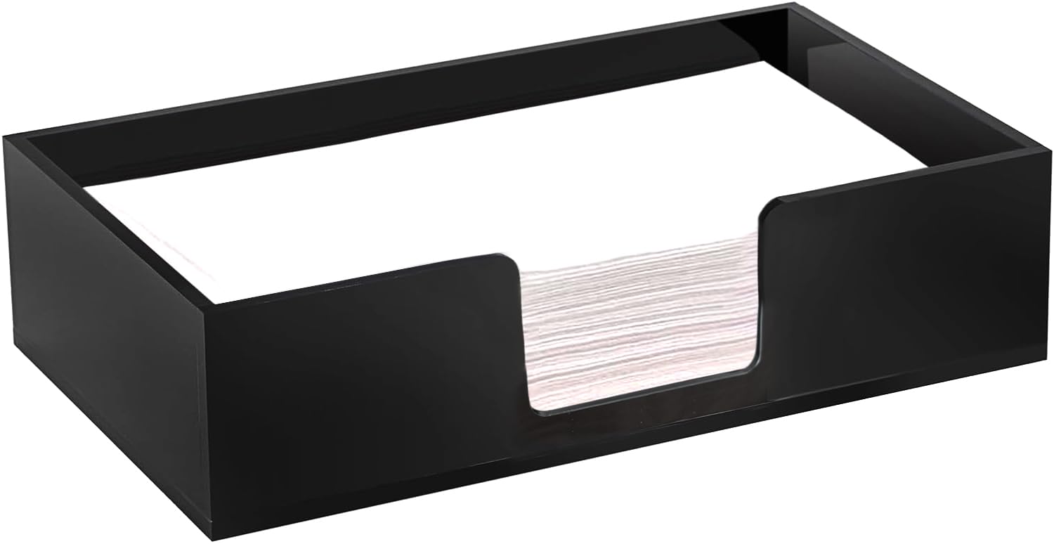 Tihau Acrylic Napkin Holder For Bathroom, Black Guest Towel Holder Tray